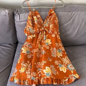 Free people orange corduroy flower pattern dress